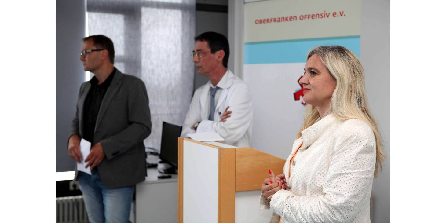 Frank Ebert, Geschäftsführer von Oberfranken Offensiv e.V., Prof. Dr. med. Thomas Rupprecht, Staatsministerin Melanie Huml